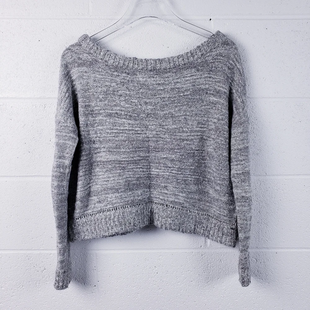Free People In My Pocket Cropped Knit Ribbed Sweater‎ Gray Size Medium